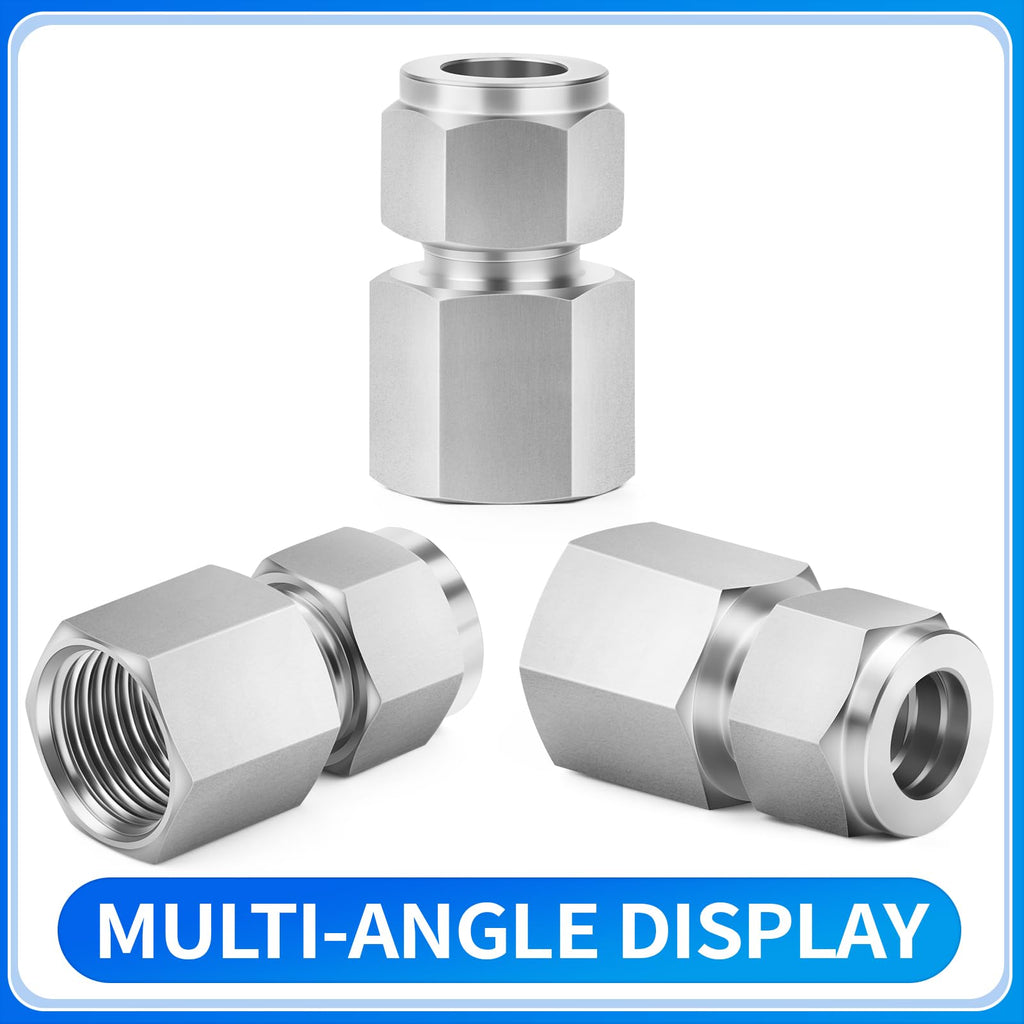 ChillWaves 304 Stainless Steel Compression Tube Fitting, 3/4" OD x 1/2" NPT Female Compression Union Connector(1-PACK)