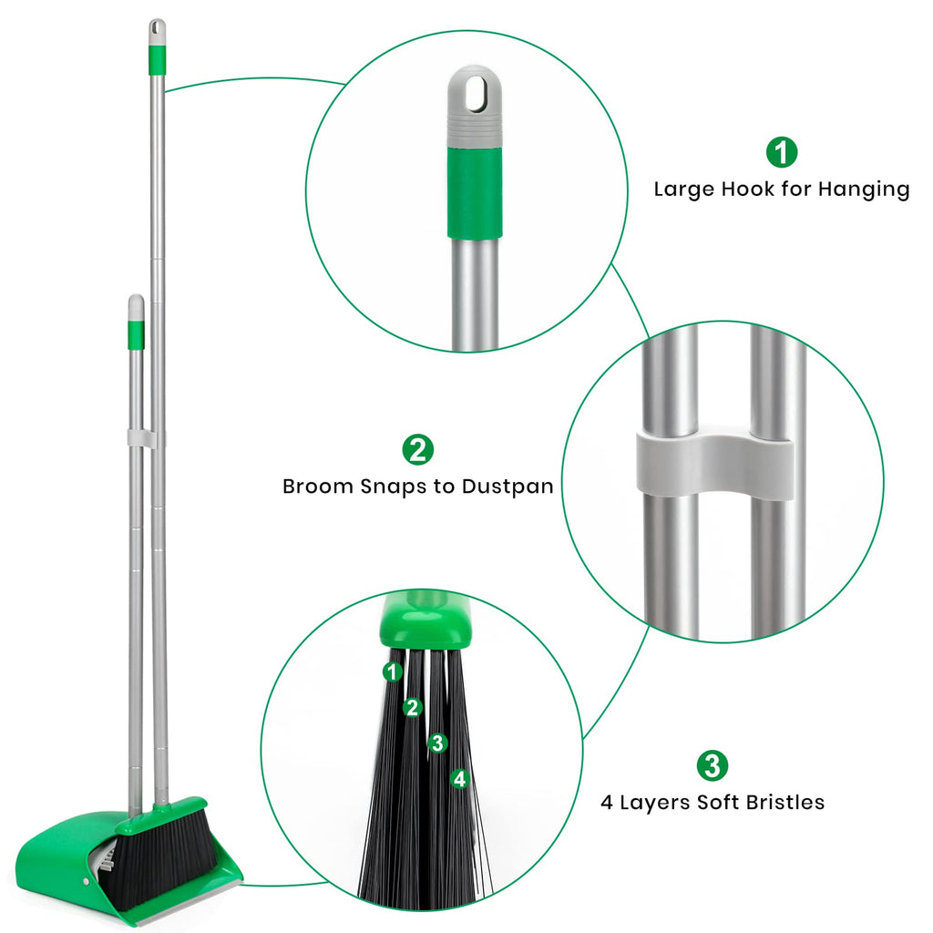 TreeLen Broom and Dustpan Set - Simplify Cleaning Your Home Ktichen Office with Ease