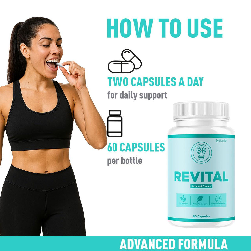 Revital Capsules - Official Revital Supplement Advanced Premium Formula - Maximum Strength, All Natural RevitalPills Support for Overall Health & Wellness Reviews, 60 Capsules for 1 Month