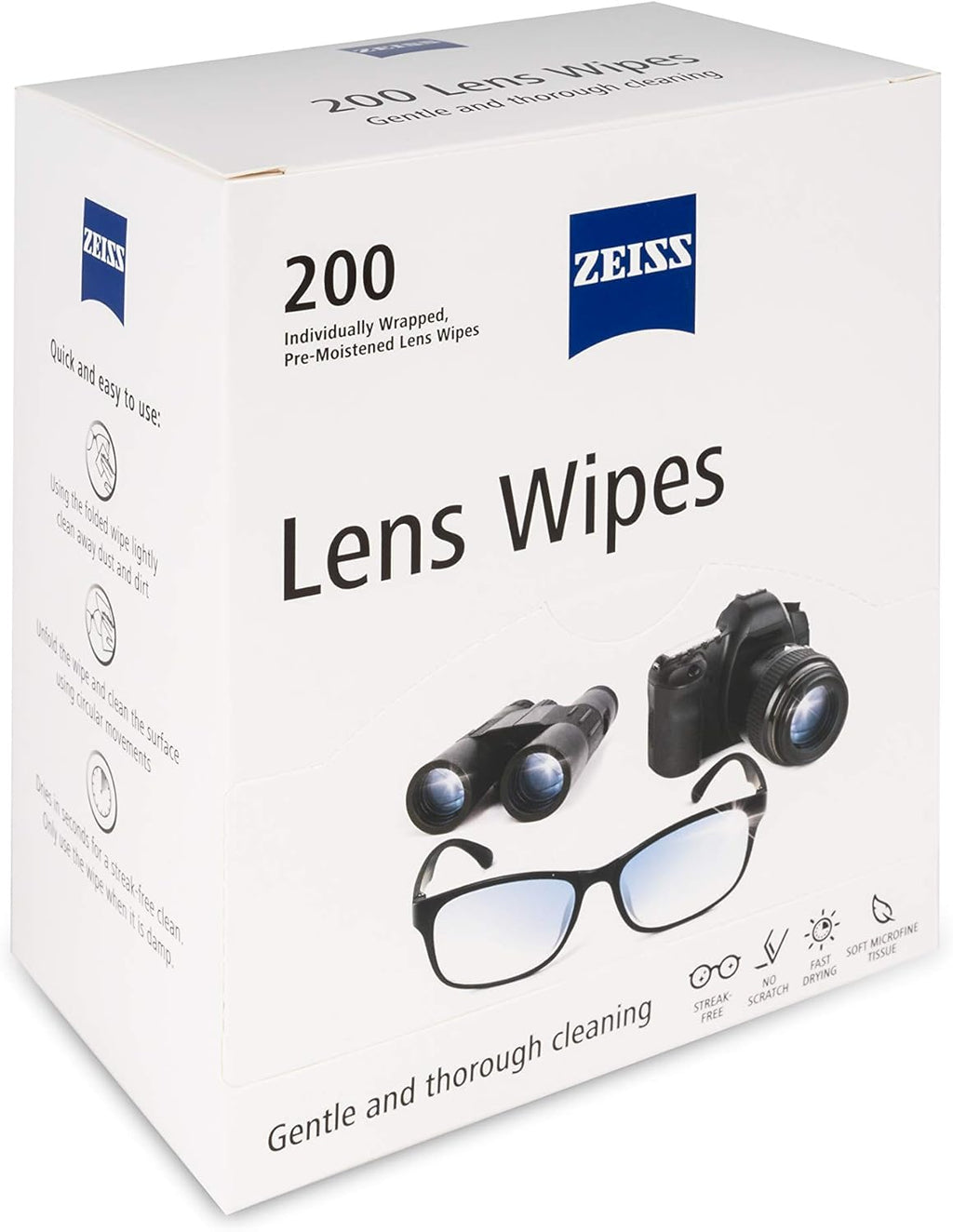 ZEISS Pre-Moistened Lens Cleaning Wipes, 2400 Count, Pack of 12