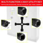 Manalete Water Meter Key 32 Inch with 4-Way Utility Key, Steel T-Handle, Water Meter Key Shut Off Tool for Curb Main Water Shut off Valve