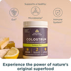 Ancient Nutrition Colostrum Superfood Powder, Grass Fed Bovine Colostrum, Supports Healthy Gut Microbiome and Immune System, Clinically Studied Lactoferrin & Probiotics, Lemon Bar, 60 Servings