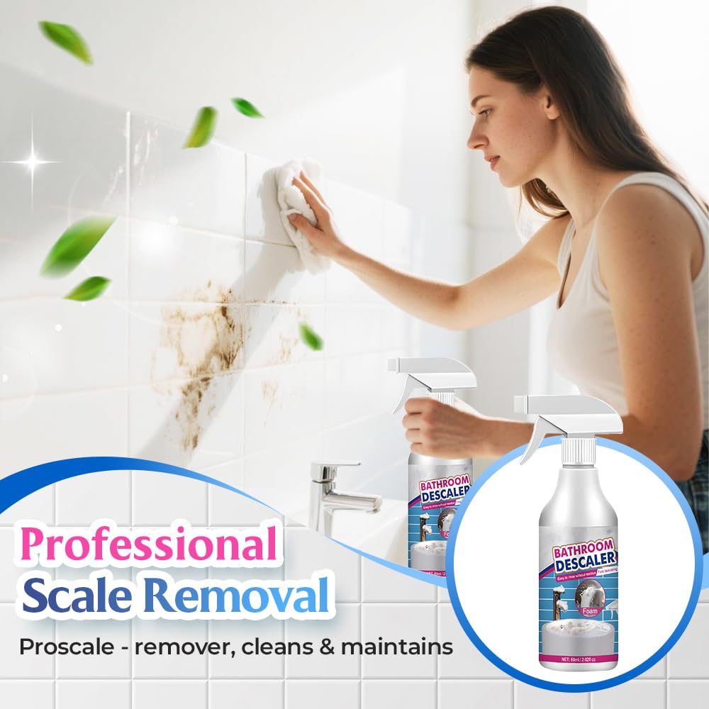 Bathroom Descaler Foam Cleaner, 2026 New Foam Spray Cleaner, Multipurpose Stubborn Stains Remover for Kitchen Bathroom, Hard Water Stain Remover for Home Use (2 Pcs)
