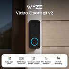 Wyze Video Doorbell v2, Wired, 2K Video, Two-Way Audio, Color Night Vision, Compatible with Alexa & Google Assistant, Black (Renewed)