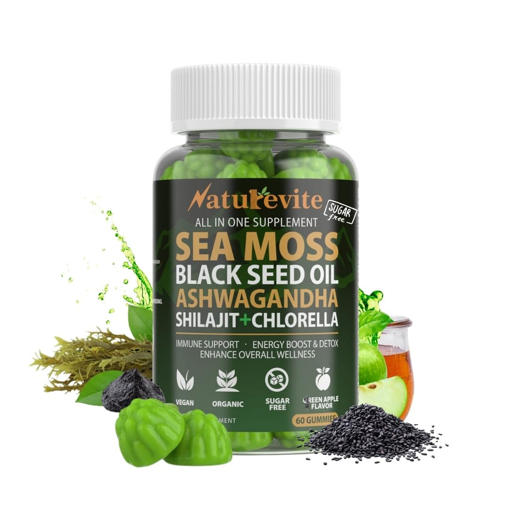 16 In 1 Sea Moss Gummies — US-Made, 3X Potent Seamoss Gummies for Men and Women with Black Seed Oil, Ashwagandha, Burdock, and More — Supports Immunity, Energy & Vitality (30-Day Supply, 60 Gummies)