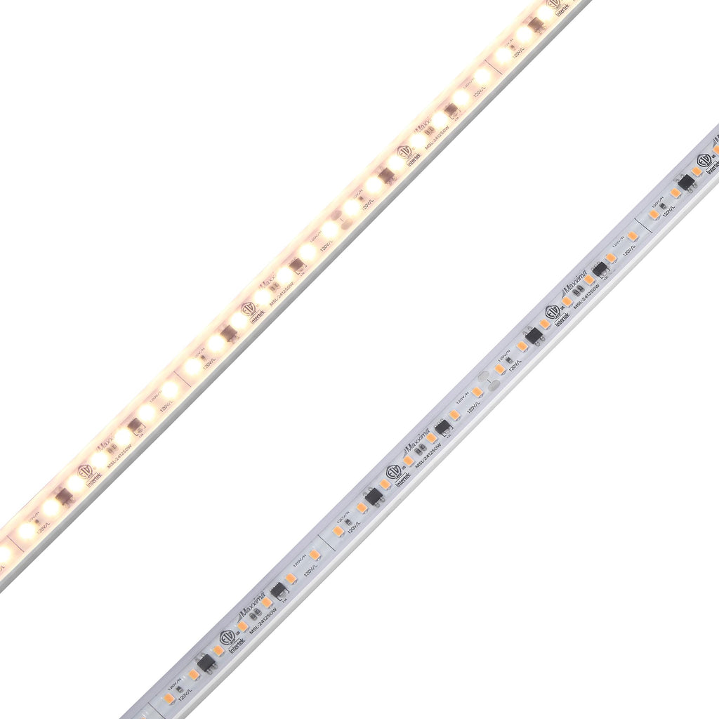 Maxxima 24 in. Hardwired LED Under Cabinet Strip Light, 920 Lumens, 3000K Warm White, Kitchen and Living Room 120V White Cove Lighting, No Power Supply Needed