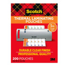 Scotch Thermal Laminating Pouches, 200 Count, Clear, 3 mil.