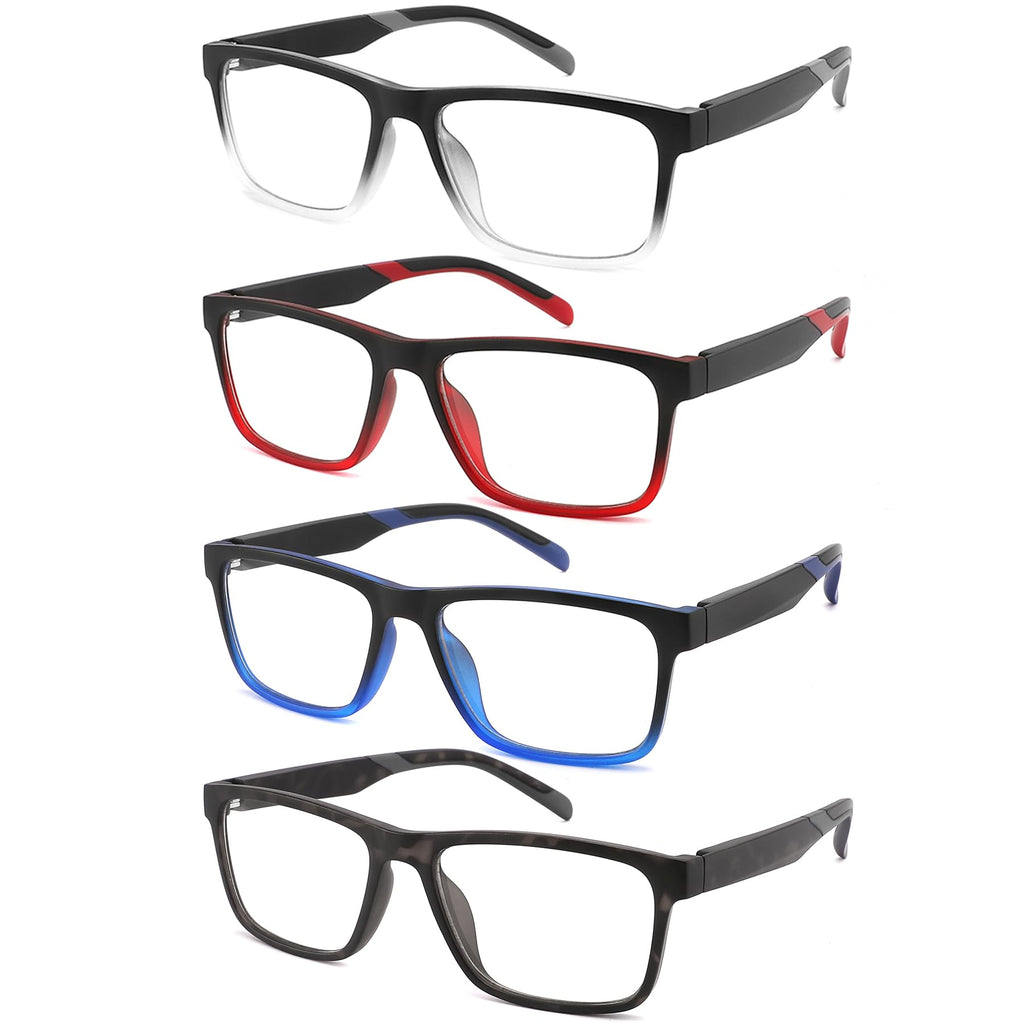 acavefox 4 Pack Reading Glasses 1.0 Men Readers Computer Blue Light Blocking Fashion Comfortable Eyeglasses with Spring Hinge