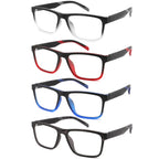 acavefox 4 Pack Reading Glasses 1.0 Men Readers Computer Blue Light Blocking Fashion Comfortable Eyeglasses with Spring Hinge