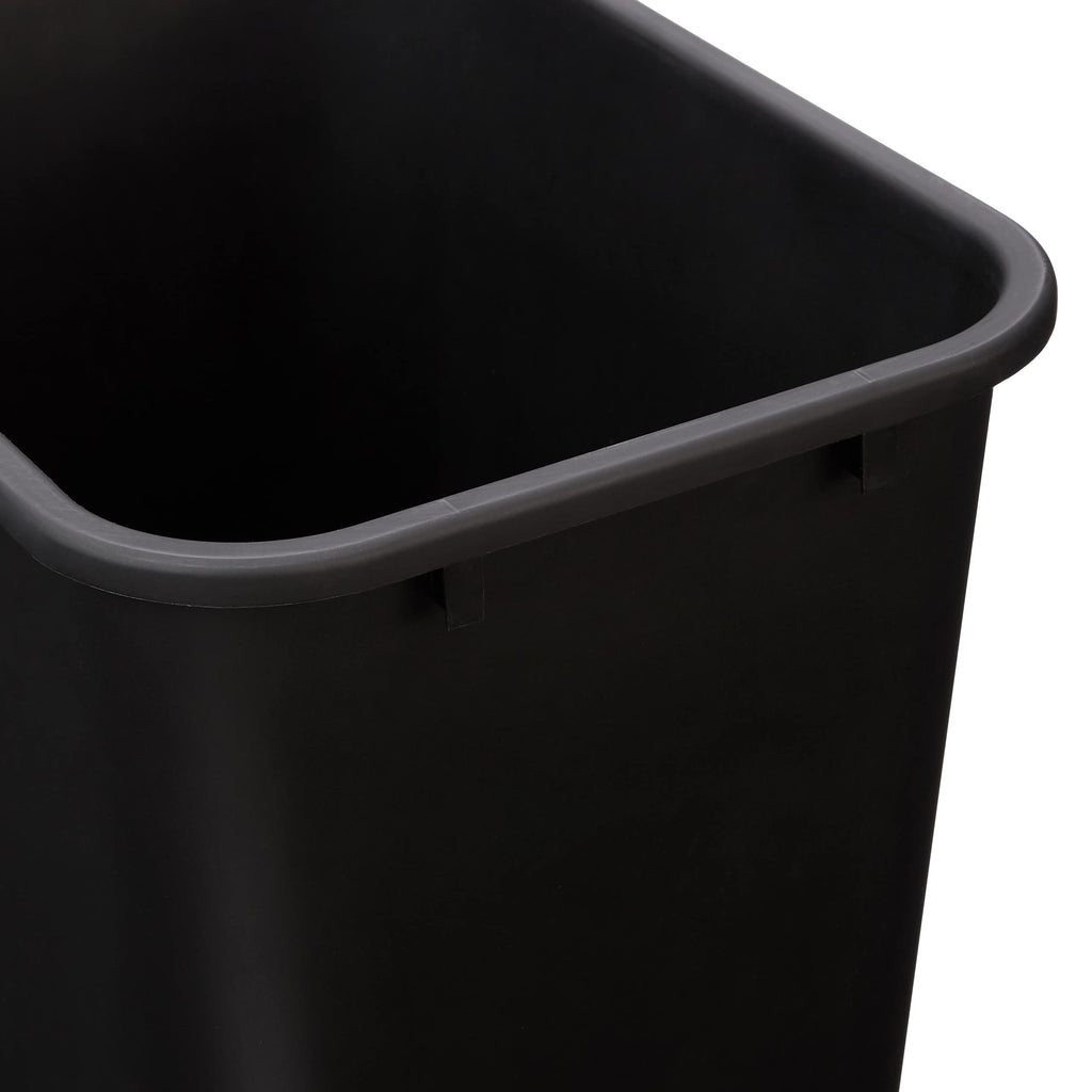 Amazon Basics Rectangular Plastic Office Wastebasket, Easy to Clean,15.5"L x 11.5"W x 20"H, 10 Gallon, Black, 2-Pack