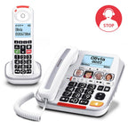 SWISSVOICE 3355 DECT 6.0 Corded Big Button Phone for Elderly with Answering Machine and Additional Cordless Handset - Loud Phones for Hard of Hearing - Hearing Aid Compatible Phones