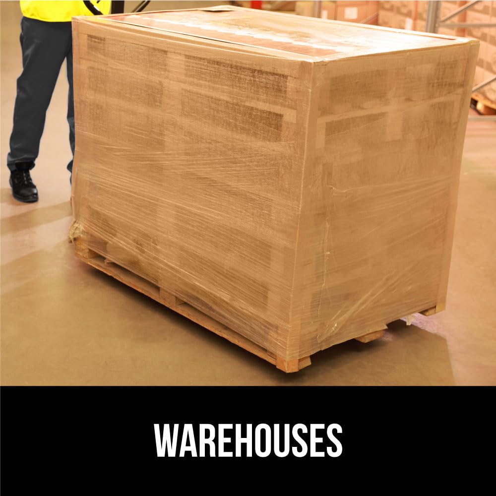 GORILLA GRIP 500% Stretch Film Heavy Duty Plastic, 1200ft Shrink Wrap Roll 17" Puncture Resistant, Industrial Strength for Shipping, Pallet Storing, Moving, Packing Furniture Protection 1 Pack Clear