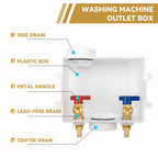 SECKWHALE Universal Washing Machine Outlet Box, 1/2-Inch Pex Crimp x 3/4-Inch MHT Connection with Center Drain, Laundry Washer Valve Outlet Box