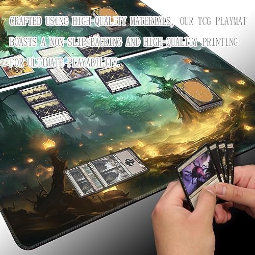 MTG Playmat Size 24x14in Free Storage Bags Non-Slip Backing Printing, Ideal for Card Game Enthusiasts TCG Playmat (No with Zone,Evil in The Night)