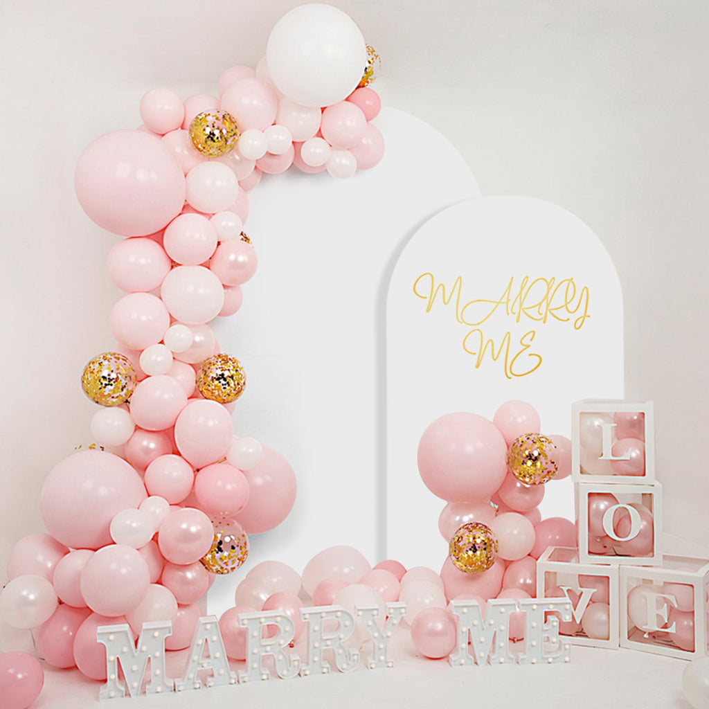 SuuWoee Wedding Arch Backdrop Stand Set of 2 With White Cover (7.2FT+6FT)