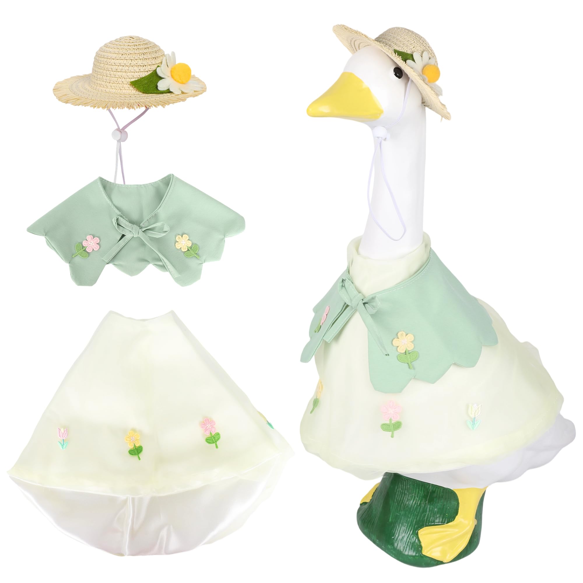 holoith 3 Pcs Summer Porch Goose Outfits for 23 inch Cement Goose Set