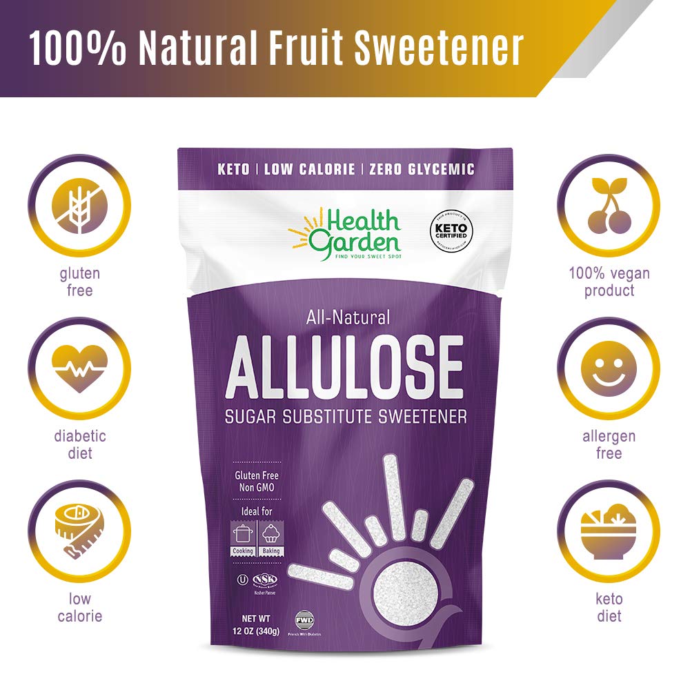 Health Garden Allulose Sweetener - Gluten and Sugar Free - Zero Net Carb - Non GMO - Kosher - Keto Friendly (4.75 LB)