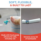 SqueezMe EasyPump Toothpaste Dispenser System - No-Mess Toothpaste Dispenser for Kids, Adults, Families - Hygienic Design & Easy One-Hand Use - Organizers & Accessories for Bathroom - Universal Fit