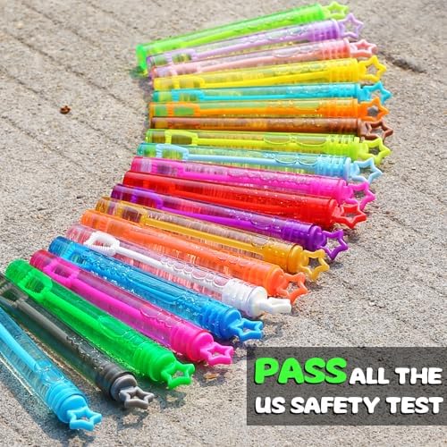 300 Pack 20 Colors Neon Bubbles Bulk in Gift Box, Mini Star Bubble Wand Party Favors for Kids, Birthday Treats, Party Supplies, Goody Bag Stuffer, Classroom Giveaways, Carnival Prizes Toy for Toddlers
