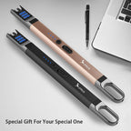 SUPRUS Candle Lighter Electric Arc Lighter Windproof Flameless USB Rechargeable Lighter with LED Light for Candle Camping BBQ Cooking (Black+Champagne Gold)