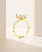 TIGRADE 4CT Engagement Ring for Women Radiant Cut Cubic Zirconia Wedding Band CZ Promise Anniversary Ring Size 3-13, Gold, Size 7