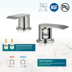 gotonovo Waterfall 8 inch Widespread Bathroom Faucet Set Bathroom Sink Faucet 3 Hole 2 Handle Vanity Lavatory Deck Mount with Pop Up Drain and Water Supply Lines Round Body Brushed Nickel