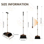 XXFLOWER Broom and Dustpan Set with Long Handle, Light Weight Stainless Steel Poles Stand Upright Dustpans with Broom Combo for Home Kitchen Office Pet Dog Hair, 1-Pack (Black Brown)