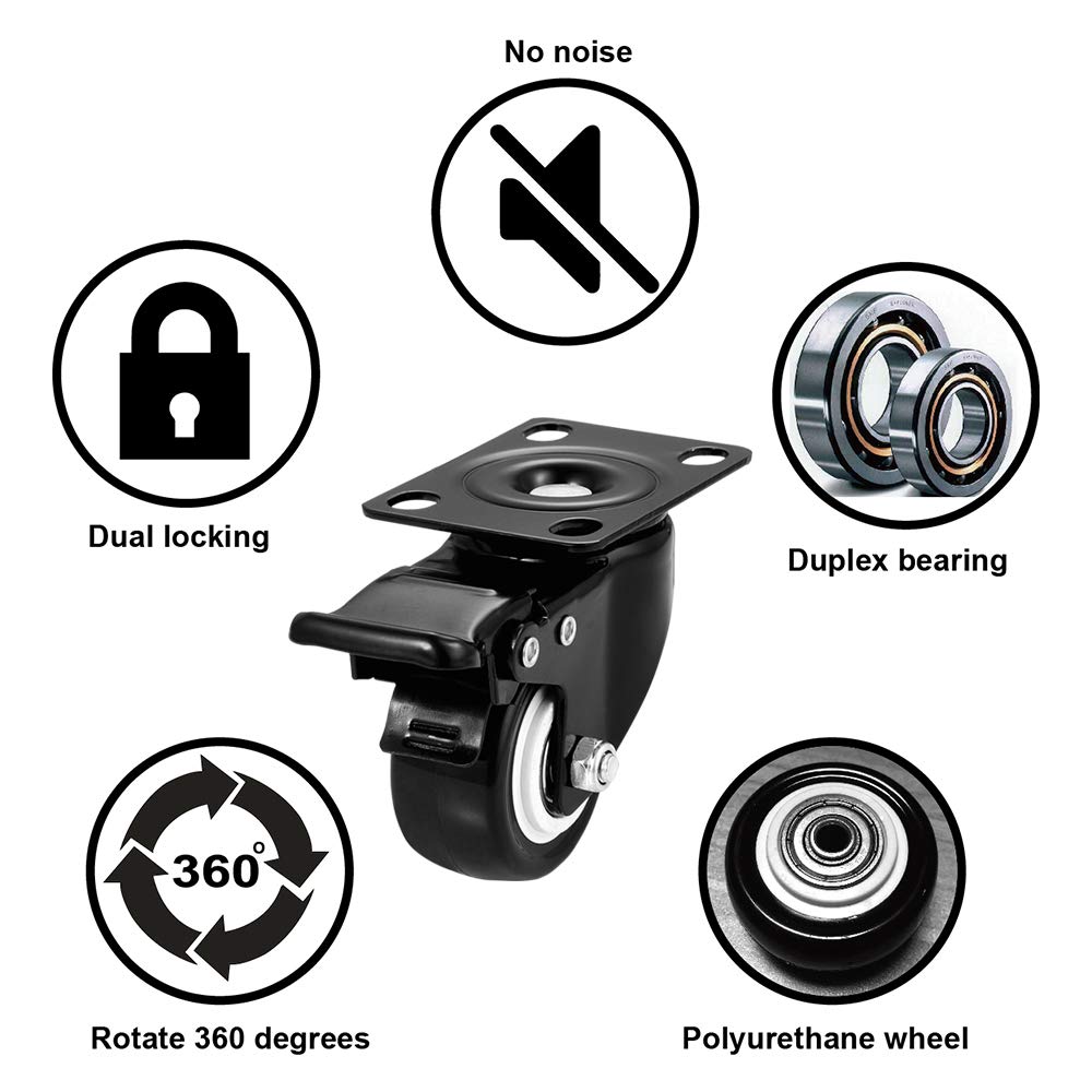 CLOATFET 2" Swivel Casters Set 24, Heavy Duty Locking Casters with Brakes