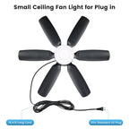 Fanspex 20.5'' Plug in Ceiling Fan with Light for Gazebo Patio Canopy Tent Porch RV, 5 Fan Speeds with Adjust Lighting & Remote Control (Black)