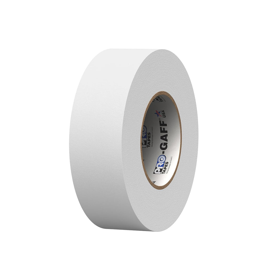 ProTapes Pro Gaff Premium Matte Cloth Gaffer's Tape With Rubber Adhesive, 11 mils Thick, 55 yds Length, 2" Width, White (Pack of 1)