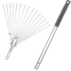 Buyplus Adjustable Garden Leaf Rake - 24 to 63 Inch Telescopic Metal Expandable Folding Leaves Rake, Metal Rakes for Leaves, Yard Rakes for Lawn Yard, Flowers Beds, Sliver