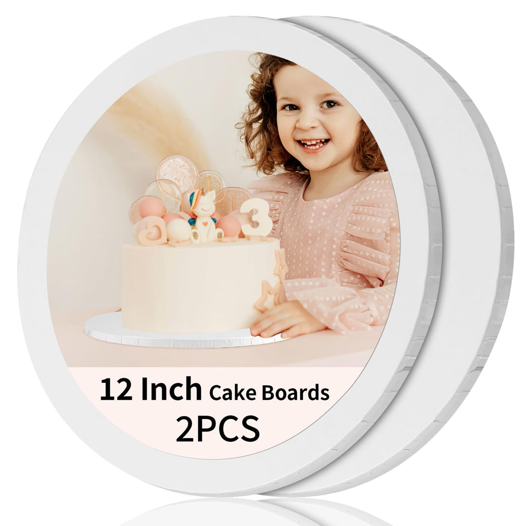 Cake Drums 12 Inch, 2 Pcs Sturdy 1/2 Inch Cake Base Cake Boards