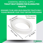 Essential Medical Supply Toilet Seat Riser for Elongated Bowl with 3.5" Rise - 19 x 14 x 3.5 Inch, Elevating and Raising Toilet Seat for Seniors, Adults and The Elderly with 300lb Weight Capacity