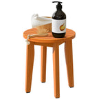 KISENG Round 16 Inch Bamboo Waterproof Shower Bathroom Stool Chair, Duty Wooden Bath Corner Shaving Legs Bench Seat (Honey Bamboo, XL)