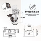 Nefish 2 Inch Side Mount Casters Wheels 12 Pack, L-Shaped Rubber Casters Wheels for Furniture, Plate Castors 2 X 4, Durable Heavy Duty Castor Wheels for Cabinet, Boxes, DIY, Desk, Table, Crib