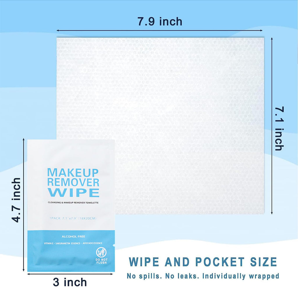 100 Pack Individual Makeup Remover Wipes Bulk,Individually Wrapped Face Cleansing Wipes, Travel Makeup Remover Cloth for Travel Hotel Skin Care Face Cleansing