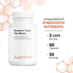 SuperSmart - Brewer's Yeast Hair Boost (Advanced Formula) - with Saccharomyces Cerevisiae, Zinc, Biotin - Hair Supplement | Non-GMO - 60 Vegetarian Capsules