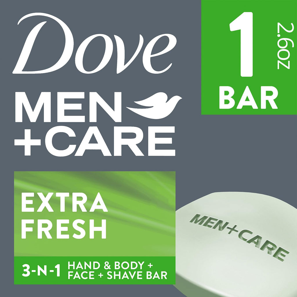 Dove Men+Care Clean Comfort Soaps (2 Boxes/12 Bars)+ Extra Fresh Soap (1 Bar) – Hydrating & Refreshing 3-in-1 Hand & Body, Face + Shave Soap Bundle