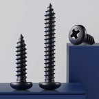 BNUOK #8 x 3/4 Inch Pan Head Wood Screws, Phillips Drive, Black Oxide Stainless Steel 304 (18-8), Self Tapping for Wood, Sheet Metal Screws, 100 Pack