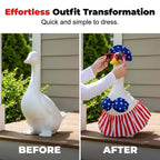 TAQIYEZ Hawaiian Porch Goose Outfit with Sunglasses & Wreath, 4th of July Patriotic Goose Bikini Outfits for Lawn Patio Outdoor Decor