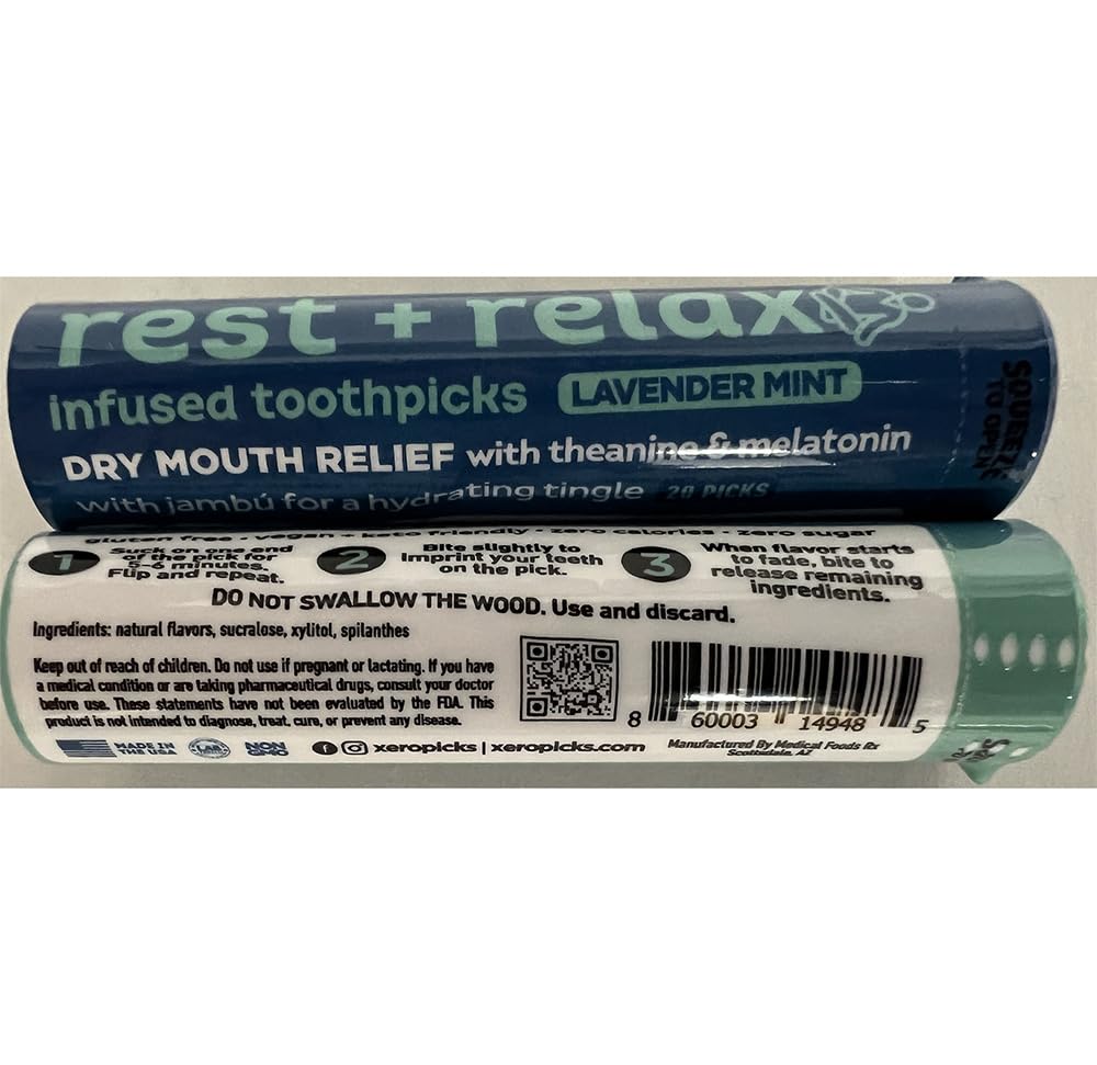 Xero Picks Wellness Flavored Toothpicks - Brain Boost, Immunity, Rest & Relax, Joint Health, and Energy Boost - 100 Picks (Variety, 5 Pack) Kosher - Sugar Free