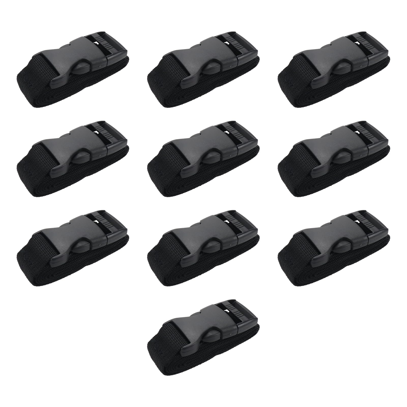 S SYDIEN 10Pcs Tie Down Straps Black Adjustable Nylon Strap with Buckles 1" x 47" (3.9ft) Straps with Quick Release, Lashing Strap for Backpacking, Outdoor Activities