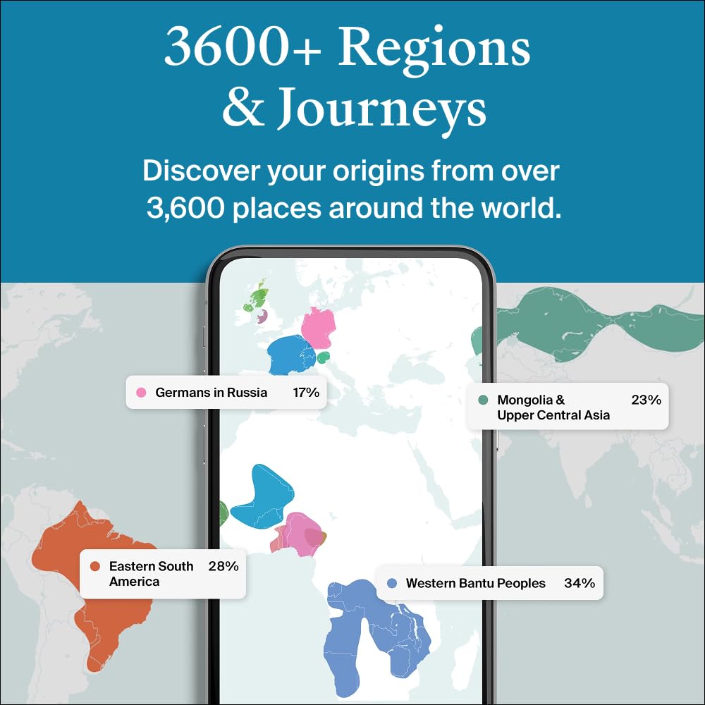 AncestryDNA Genetic Test Kit + 3-Month Ancestry World Explorer Membership: Personalized Genetic Results, DNA Ethnicity Test, Family History, Complete DNA Test, 3600+ Regions and Journeys