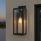 Globe Electric 44176 1-Light Outdoor/Indoor Wall Sconce, Matte Black Finish, Clear Glass Shade, Weather-Resistant Modern Exterior Light