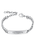 ChainsHouse Custom Name ID Bracelet Stainless Steel Cuban Chain Gift Women Personalized Engrave Bracelets for Men 7mm