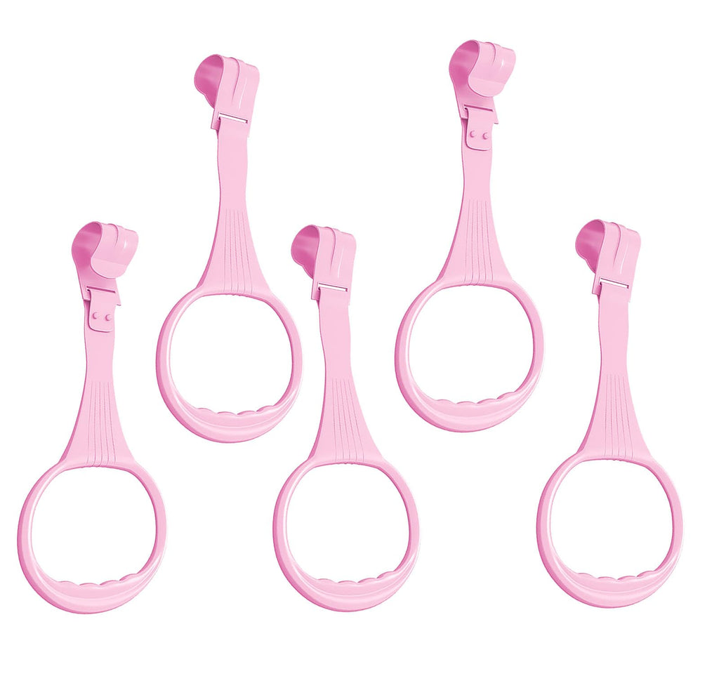 10pcs Walk Assistant Plastic Baby Crib Pull Rings for Baby Pull Up Rings Cot Hanging for Infant Toddler Practice Tool (Pink 10pcs)