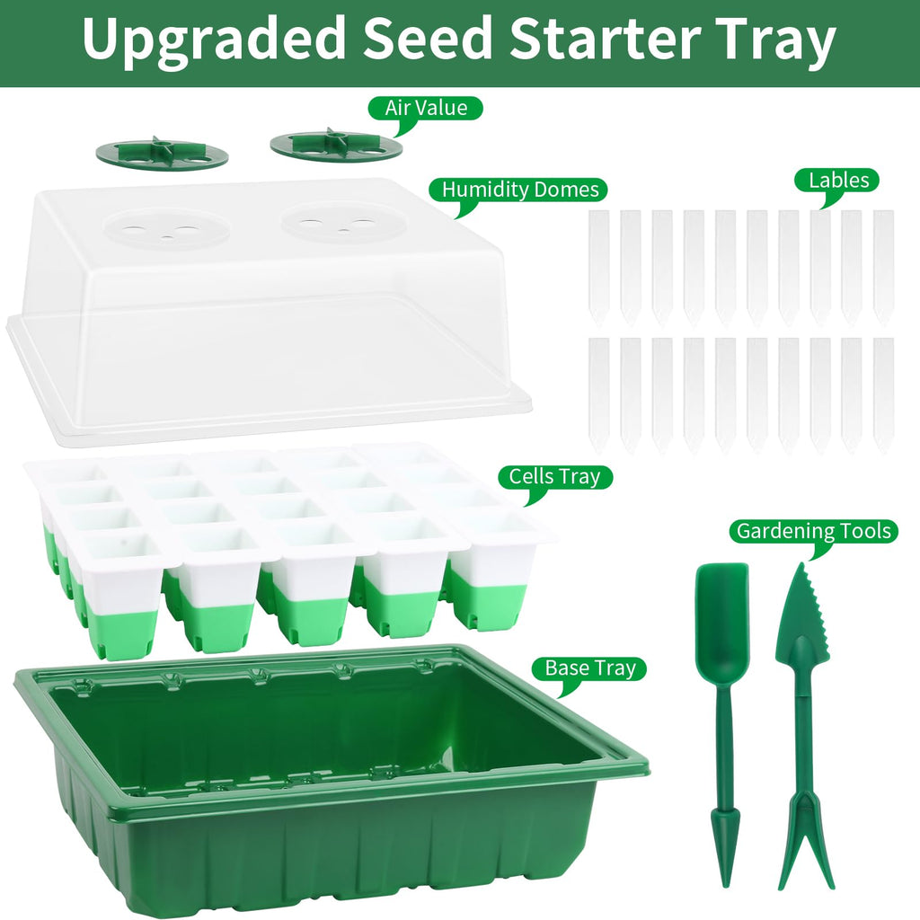 Sondiko Seed Starter Tray with Soft Silicone Cells, 80-Cell Reusable Seed Starter Kit, Seedling Starter Trays with Humidity Dome, Mini Germination Kit for Starting Vegetable, Flower & Herb Seeds