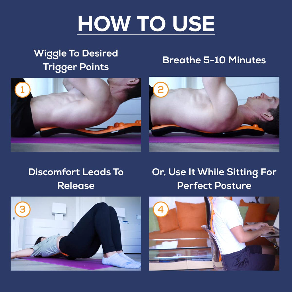 Doctor-Developed, Original Trigger Point Device for Full Back, Neck, Shoulder Pain Relief | Tension Headaches + Migraines | Zero-Stress Neutral Spine | Sitting or Laying | Expect DEEP Pressure