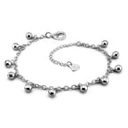 Delicate Women 925 Sterling Silver Ankle Bracelets Cute Bell Chain Beach Anklet Bracelet Boho Adjustable Size Jewelry Gift for her (Anklet, Adjustable Size)
