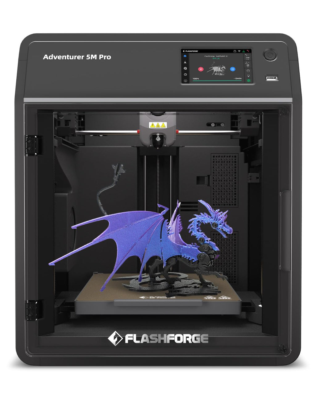 FLASHFORGE AD5M Pro 3D Printer, CoreXY 600 mm/s Printing Speed, 0.4 & 0.6mm 3s Quick-Swap 280°C Nozzles, 1-Click Auto Leveling, Fully Enclosed, 220×220×220mm Build Volume